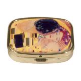 Gyógyszertartó doboz, Gustav Klimt ´A csók´, kisméretű, fém, aranyszínű - Fridolin