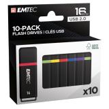 Pendrive, 16 GB, 10 db, USB 2.0, "K100 Mini Box" - EMTEC